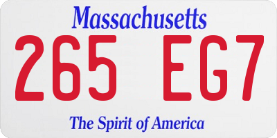MA license plate 265EG7