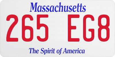 MA license plate 265EG8