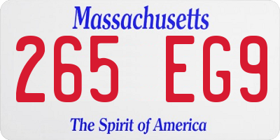 MA license plate 265EG9