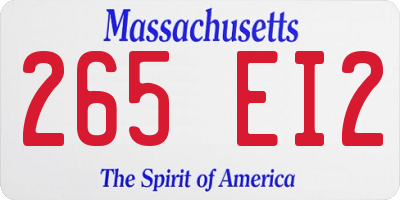 MA license plate 265EI2