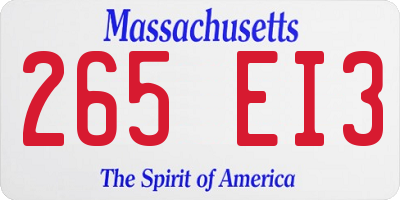 MA license plate 265EI3