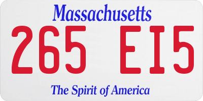 MA license plate 265EI5
