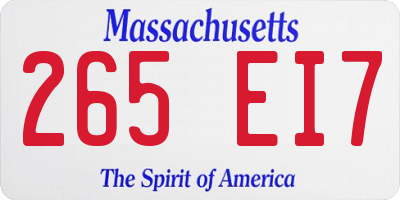 MA license plate 265EI7