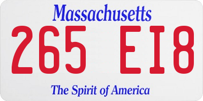 MA license plate 265EI8