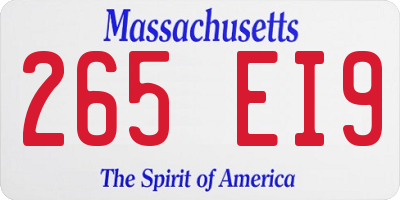 MA license plate 265EI9