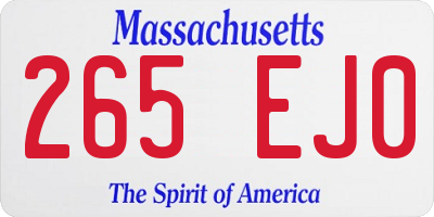 MA license plate 265EJ0