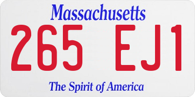 MA license plate 265EJ1
