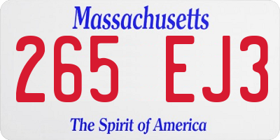 MA license plate 265EJ3