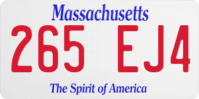 MA license plate 265EJ4