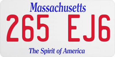 MA license plate 265EJ6