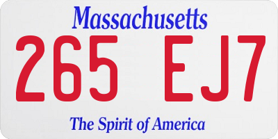 MA license plate 265EJ7