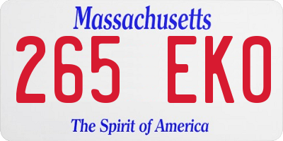 MA license plate 265EK0