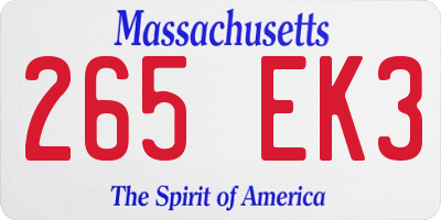 MA license plate 265EK3