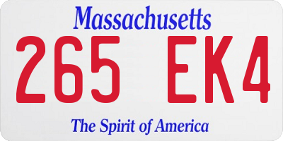 MA license plate 265EK4