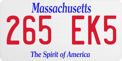 MA license plate 265EK5