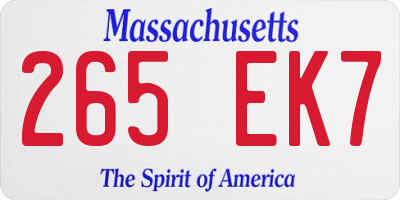 MA license plate 265EK7