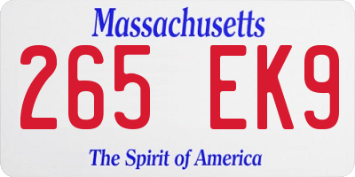 MA license plate 265EK9