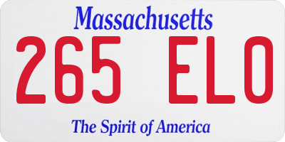 MA license plate 265EL0