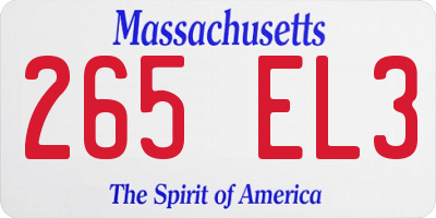 MA license plate 265EL3