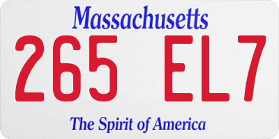 MA license plate 265EL7