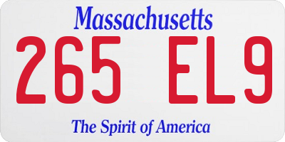 MA license plate 265EL9