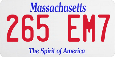 MA license plate 265EM7