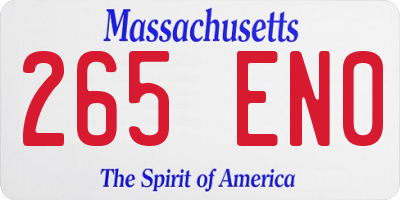 MA license plate 265EN0