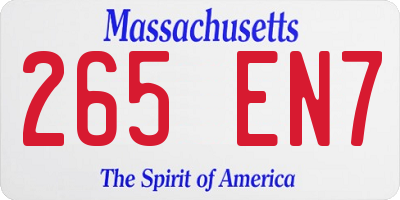 MA license plate 265EN7