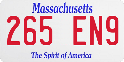 MA license plate 265EN9