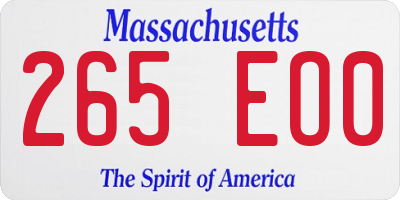 MA license plate 265EO0