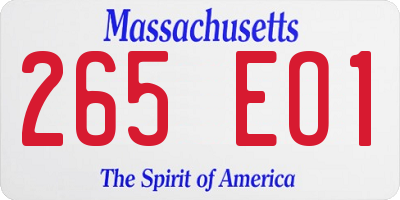 MA license plate 265EO1