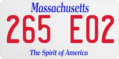 MA license plate 265EO2