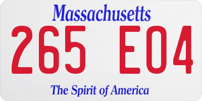 MA license plate 265EO4