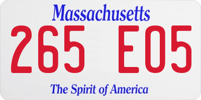 MA license plate 265EO5
