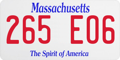 MA license plate 265EO6