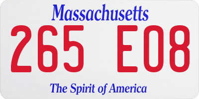 MA license plate 265EO8