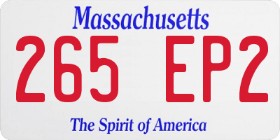 MA license plate 265EP2