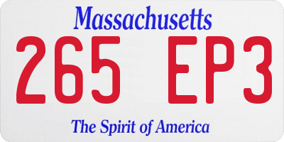 MA license plate 265EP3