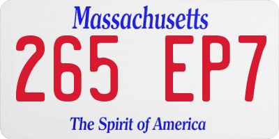 MA license plate 265EP7