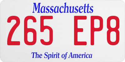 MA license plate 265EP8