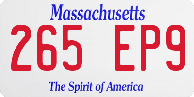 MA license plate 265EP9