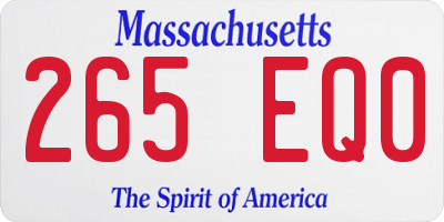 MA license plate 265EQ0