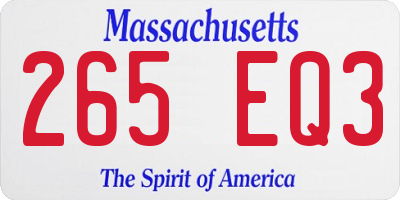 MA license plate 265EQ3
