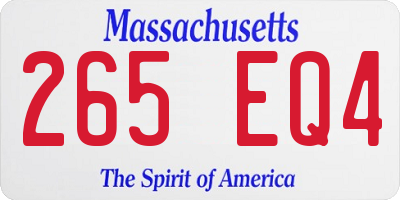 MA license plate 265EQ4