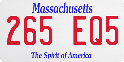 MA license plate 265EQ5