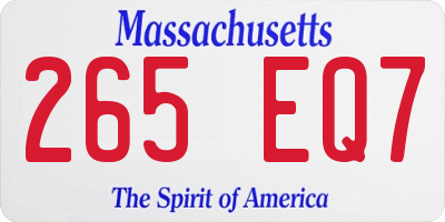 MA license plate 265EQ7