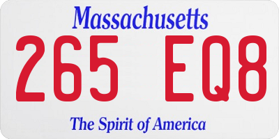 MA license plate 265EQ8