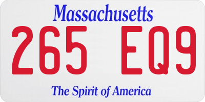 MA license plate 265EQ9
