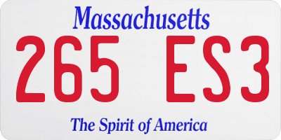 MA license plate 265ES3