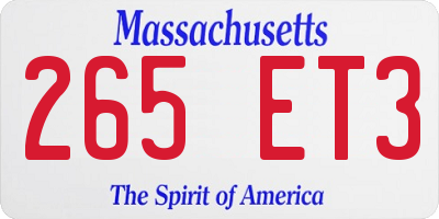 MA license plate 265ET3